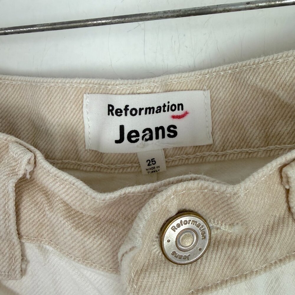 Reformation Sandy Tonal Reworked High Rise Relaxed Straight Jeans Size 25 GUC - Picture 6 of 11